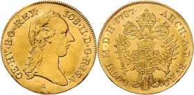 Joseph II. als Alleinregent 1780 - 1790 Dukat 1787 A Wien min. Fassungsspuren! Her. 29 3,49g ss