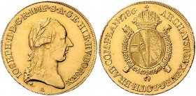 Joseph II. als Alleinregent 1780 - 1790 1/2 Sovrano 1786 A Wien Her. 101 5,54g f.vz