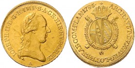 Joseph II. als Alleinregent 1780 - 1790 1/2 Sovrano 1786 A Wien Her.101 5,54g vz