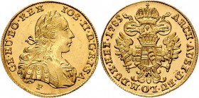 Joseph II. als Alleinregent 1780 - 1790 Dukat 1785 F Hall Her. 57 3,50g stgl
