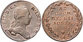Joseph II. als Alleinregent 1780 - 1790 2 Liards 1782 Brüssel Her. 481 8,00g vz
