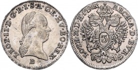 Leopold II. 1790 - 1792 3 Kreuzer 1791 B Kremnitz Her. 96 1,68g vz