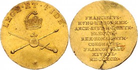 Franz II. 1792 - 1806 Gold - Jeton 1792 Wien von Johann Nepomuk Wirt in Wien , auf seine Wahl zum Römischen König am 14. Juli 1792 in Frankfurt am Mai...