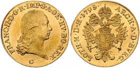 Franz II. 1792 - 1806 Dukat 1795 G Nagybanya Her. 79 3,50g stgl