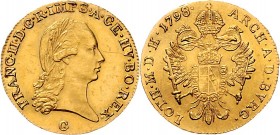 Franz II. 1792 - 1806 Dukat 1798 G Nagybanya Her. 82 3,50g f.vz