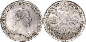 Franz II. 1792 - 1806 1/4 Kronentaler 1797 B Kremnitz Her. 526 7,39g vz