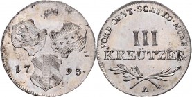 Franz II. 1792 - 1806 III Kreuzer 1793 A Wien Her. 942 1,43g vz