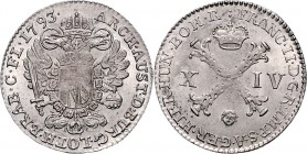 Franz II. 1792 - 1806 14 Liards 1793 Brüssel Her. 1016 2,70g stgl
