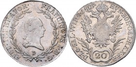 Franz I. 1804 - 1835 20 Kreuzer 1809 D Salzburg Fr. 289 6,71g vz/stgl
