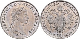 Franz I. 1804 - 1835 10 Kreuzer 1832 A Wien Fr. 429 3,92g vz/stgl