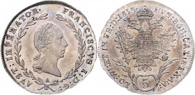 Franz I. 1804 - 1835 5 Kreuzer 1815 A Wien Fr. 443 2,22g stgl
