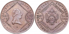 Franz I. 1804 - 1835 15 Kreuzer 1807 A Wien Fr. 512 12,90g stgl