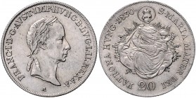 Franz I. 1804 - 1835 20 Kreuzer 1830 A Wien justiert Fr. 560 6,69g vz