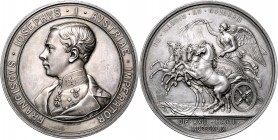 Franz Joseph I. 1848 - 1916 Silbermedaille 1849 von Konrad Lange, für den Sieg der Österreicher in der Schlacht von Novara, Dm 65 mm. Schläge in den F...