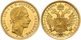 Franz Joseph I. 1848 - 1916 Dukat 1863 A Wien Fr. 1207 3,49g stgl/EA