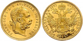 Franz Joseph I. 1848 - 1916 Dukat 1873 Wien Fr. 1232 3,49g vz