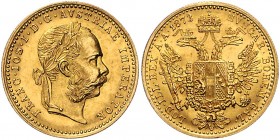 Franz Joseph I. 1848 - 1916 Dukat 1873 Wien Fr. 1232 3,50g vz+