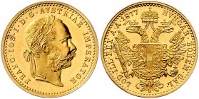 Franz Joseph I. 1848 - 1916 Dukat 1877 Wien Fr. 1236 3,49g f.stgl./stgl