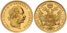 Franz Joseph I. 1848 - 1916 Dukat 1877 Wien Fr. 1236 3,50g vz/stgl