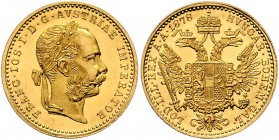 Franz Joseph I. 1848 - 1916 Dukat 1878 Wien Fr. 1237 3,49g stgl