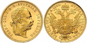Franz Joseph I. 1848 - 1916 Dukat 1880 Wien Fr. 1239 3,49g f.stgl