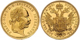 Franz Joseph I. 1848 - 1916 Dukat 1881 Wien Fr. 1240 3,49g f.stgl
