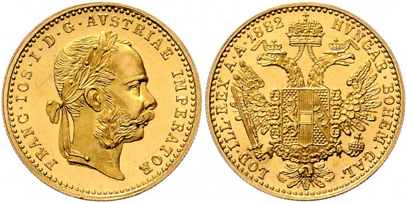 Franz Joseph I. 1848 - 1916 Dukat 1882 Wien Fr. 1241 3,49g stgl