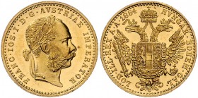 Franz Joseph I. 1848 - 1916 Dukat 1884 Wien Fr. 1243 3,49g vz/stgl