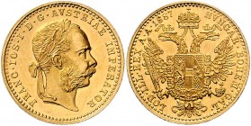 Franz Joseph I. 1848 - 1916 Dukat 1887 Wien Fr. 1246 3,49g vz
