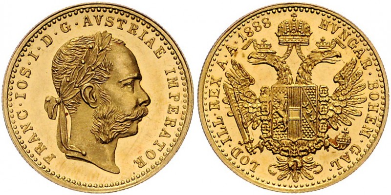 Franz Joseph I. 1848 - 1916 Dukat 1888 Wien Fr. 1247 3,50g f.stgl