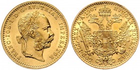 Franz Joseph I. 1848 - 1916 Dukat 1907 Wien Fr. 1266 3,49g vz/stgl