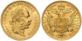 Franz Joseph I. 1848 - 1916 Dukat 1908 Wien Fr. 1267 3,50g f.stgl