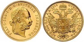 Franz Joseph I. 1848 - 1916 Dukat 1914 Wien Fr. 1273 3,50g stgl