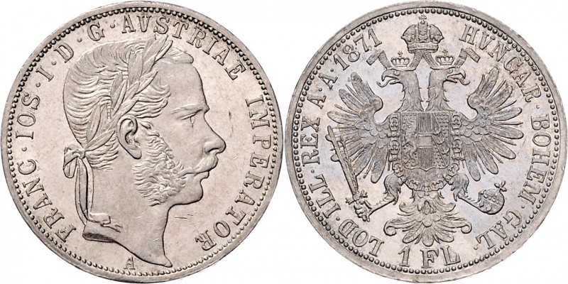 Franz Joseph I. 1848 - 1916 Gulden 1871 A Wien Fr. 1450 12,36g vz/stgl