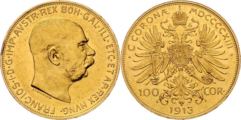 Franz Joseph I. 1848 - 1916 100 Kronen 1913 Wien Fr. 1921 33,93g ss/vz