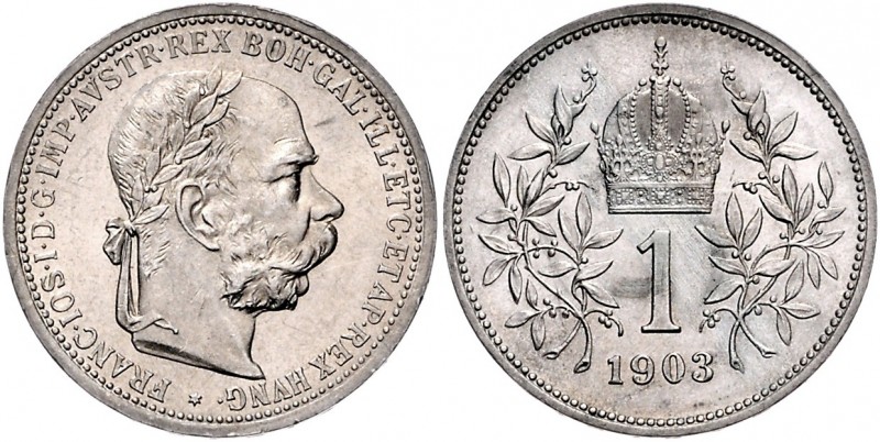 Franz Joseph I. 1848 - 1916 1 Krone 1903 Wien Fr. 1976 5,00g stgl