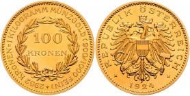 1. Republik 1918 - 1933 - 1938 100 Zollkronen 1934 Wien Her. 2 33,92g stgl