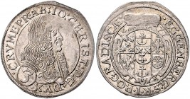 Eggenberg Johann Christian 1664 - 1710 3 Kreuzer 1677 Krumau Doneb. 3327 1,69g vz