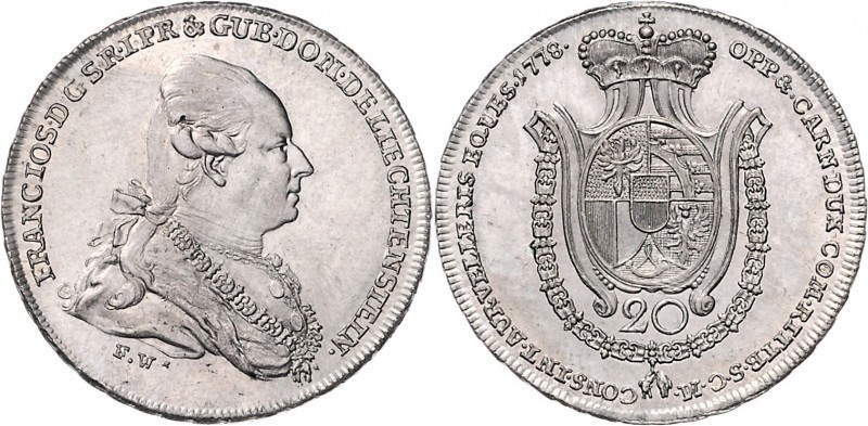 Liechtenstein Franz Josef I. 1772 - 1781 20 Kreuzer 1778 Wien Divo 82. Missong 1...