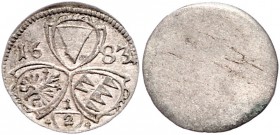 Olmütz Carl von Liechtenstein-Castelcorno 1664-1695 1/2 Kreuzer 1683 Kremsier S./V. 303 0,50g vz/stgl