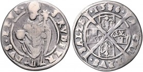Erzbistum Salzburg Neuzeit Matthäus Lang von Wellenburg 1519 - 1540 Sechser 1536 Salzburg HZ 252 2,71g ss