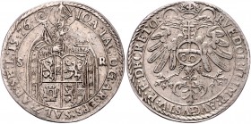 Erzbistum Salzburg Neuzeit Johann Jakob Graf Khuen von Belasi 1560 - 1586 Guldentaler 1576 Salzburg HZ 639 24,47g ss/vz