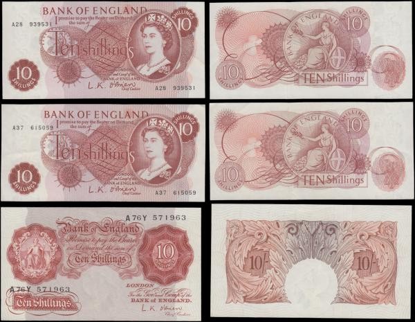 Bank of England (7) a selection of various O'Brien 10 Shillings and 1 Pounds cir...