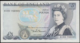 Five Pounds Somerset QE2 pictorial & The Duke of Wellington B343 L (Lithography) Reverse 1mm Thread issue 1980 very LAST RUN serial number RC90 766935...