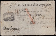 Cardiff Bank, Glamorganshire 1 Guinea dated 11th March 1819 No. R325 For Wood, Wood & Co. manuscript signed John Wood and Entered with initials that b...