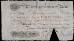 Wisbech & Lincolnshire Bank, Wisbech 5 Pounds dated 1st November 1894 No. X6882 For Gurney, Birkbeck, Barclay & Buxton, triangular cut-cancelled acros...