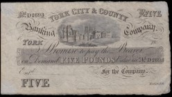 York City & County Banking Company 5 Pounds Unissued Remainder circa 1830-80's No. D2693 (Outing 2456d) printed by Perkins & Bacon, London Patented Ha...