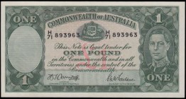 Australia Commonwealth 1 Dollar Pick 26b serial number H/71 893963 signatures H. T. Armitage and S. G. McFarlane and the note in dark green on multico...