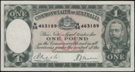 Australia Commonwealth Bank 1 Pound King George V Pick 22a (McD 44, Rks. 28) ND 1933-38 signatures Riddle & Sheehan serial number N/56 463189, crisp G...