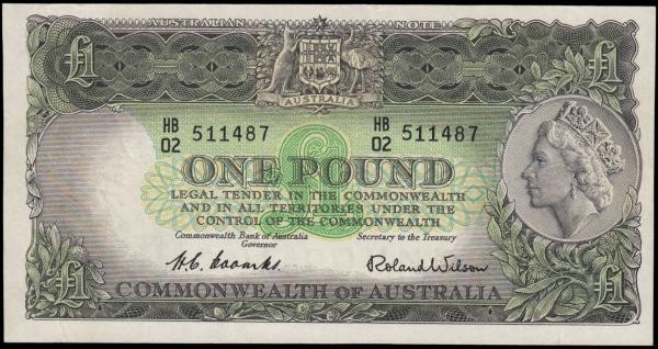 Australia Commonwealth Bank 1 Pound Queen Elizabeth II Pick 30 (McD 50, Rks. 33)...